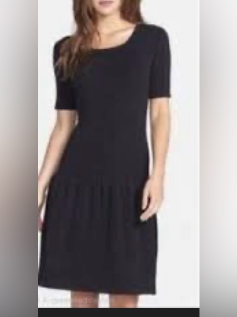 Betsey Johnson Black Knit Midi Dress with Short Sleeves